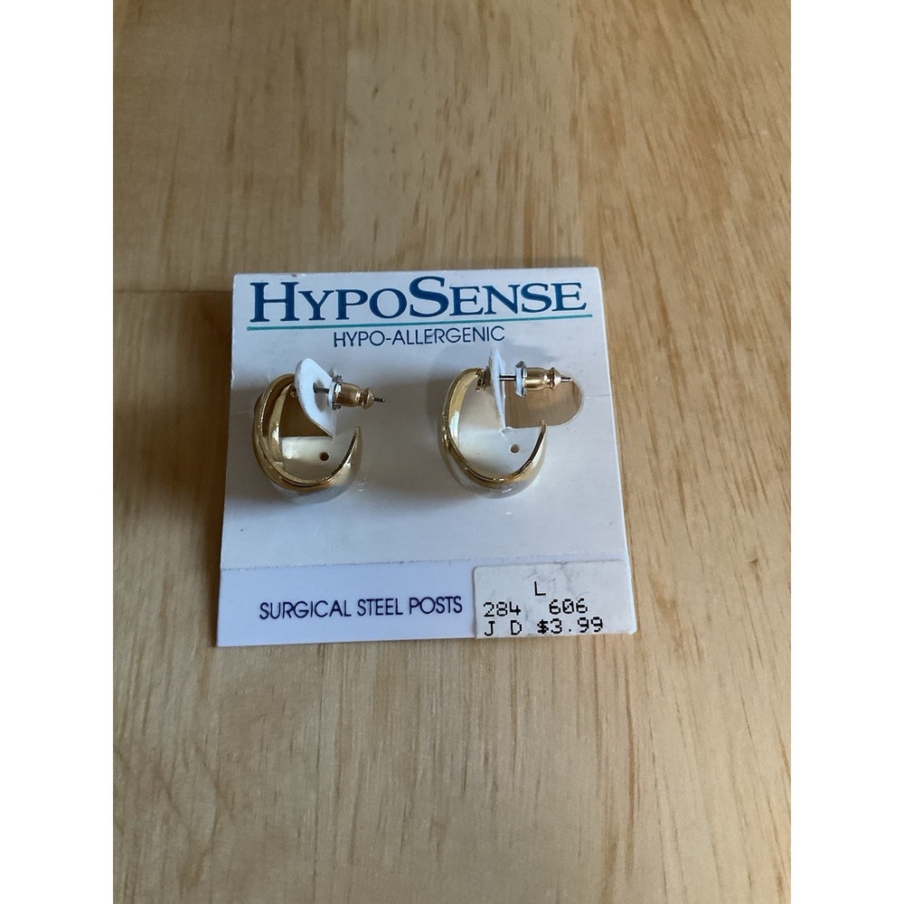 HypoSense Hypo-Allergenic Earrings, Surgical Steel Posts Gold Tone Small‎